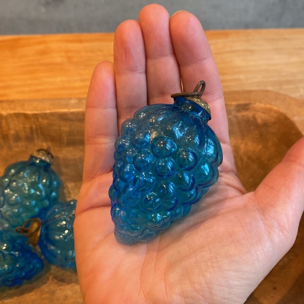 Glass Blue Grape Cluster Ornaments